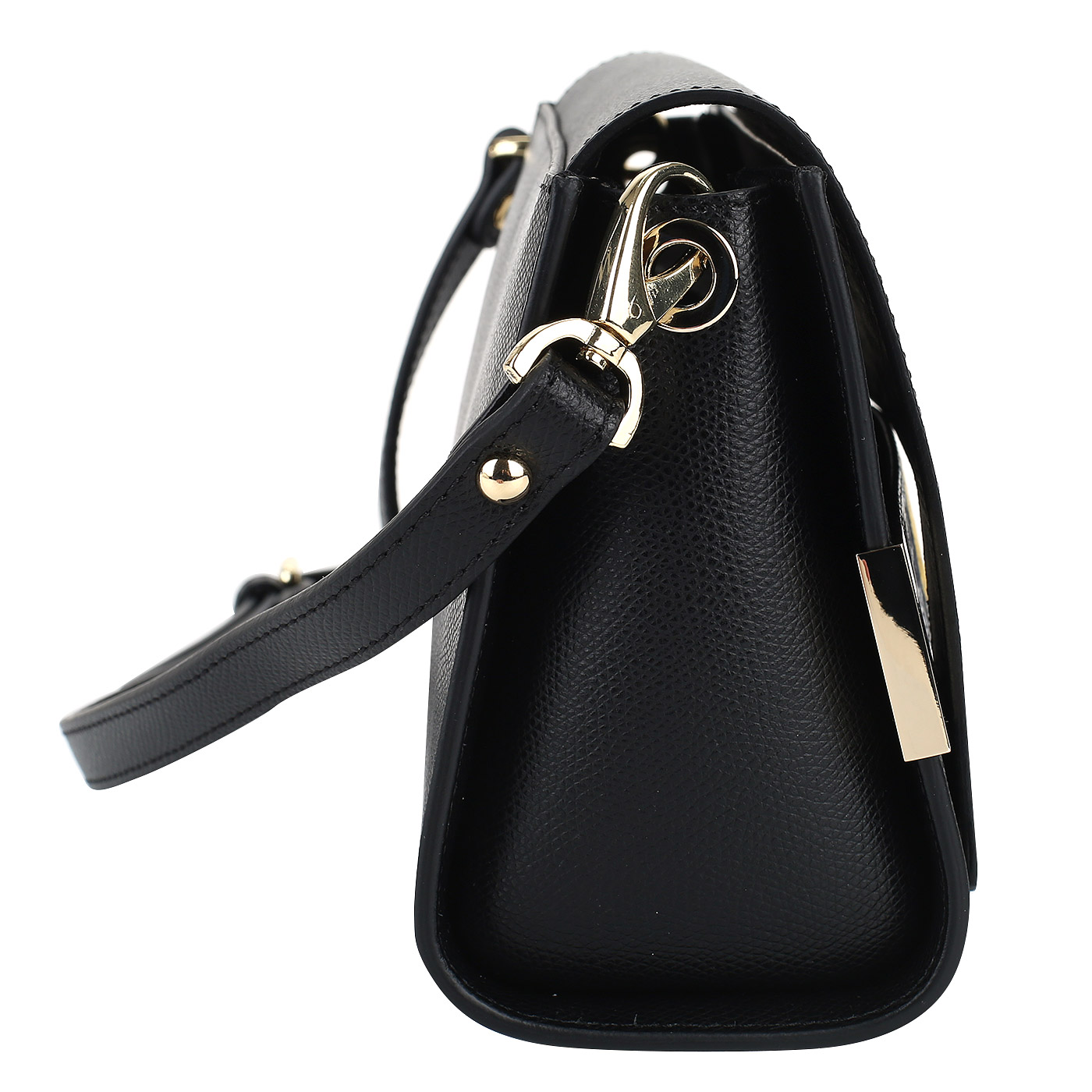 Черная кожаная женская сумочка с плечевым ремешком Carlo Salvatelli Lord