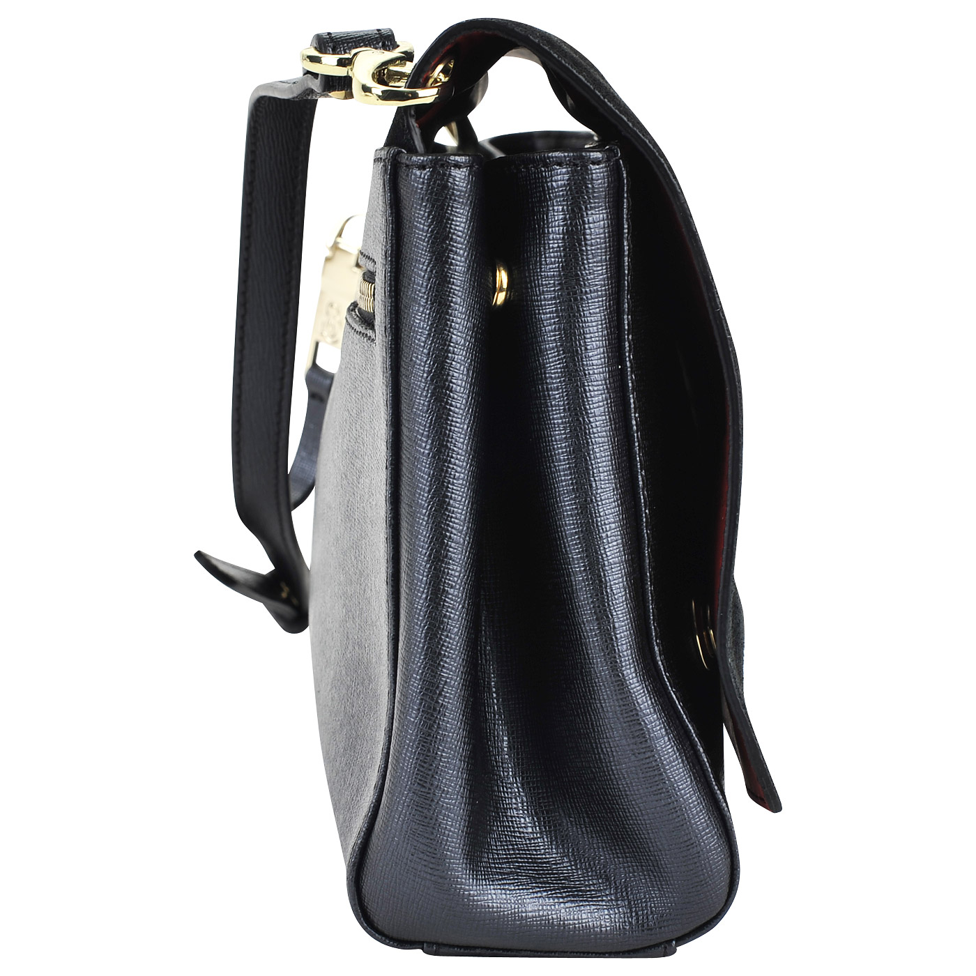 Женская черная сумочка из сафьяновой кожи с замшей Carlo Salvatelli Saffiano