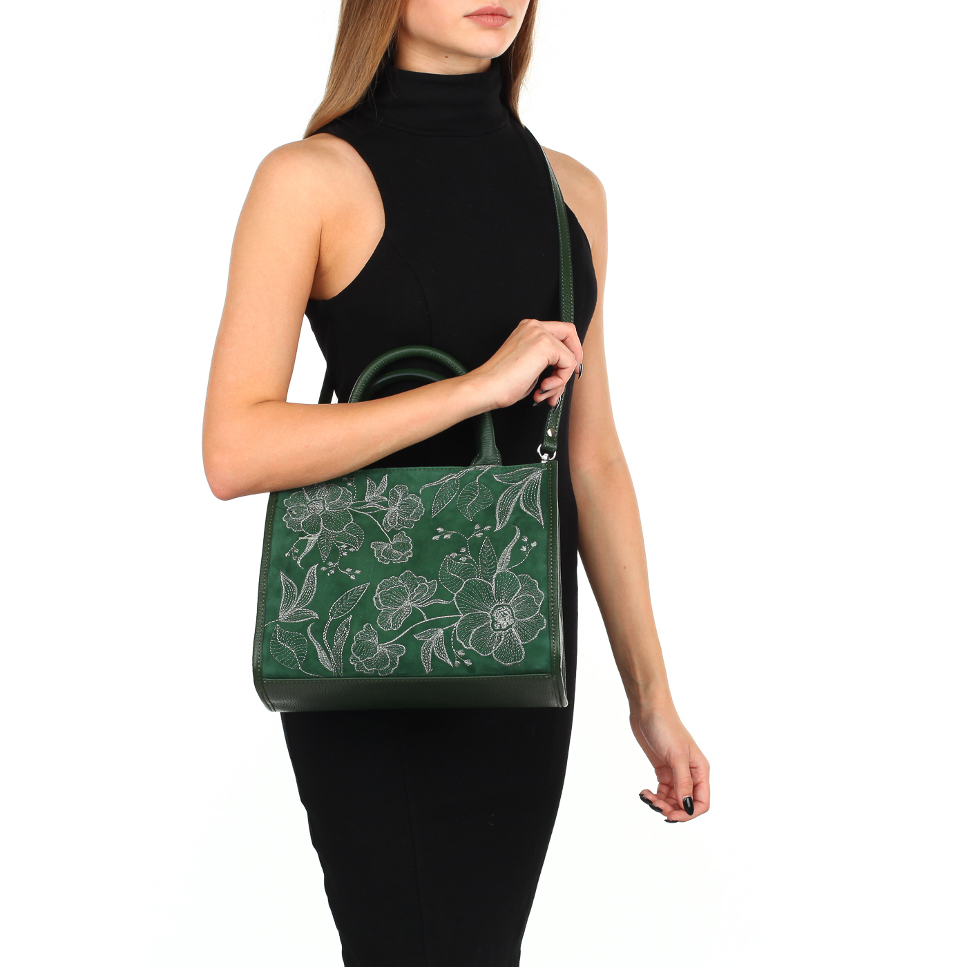 Комбинированная сумка с вышивкой Marina Creazioni 