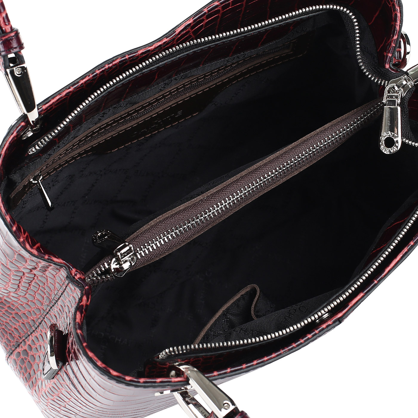 Бордовая женская сумочка с отделкой под крокодиловую кожу Chatte 