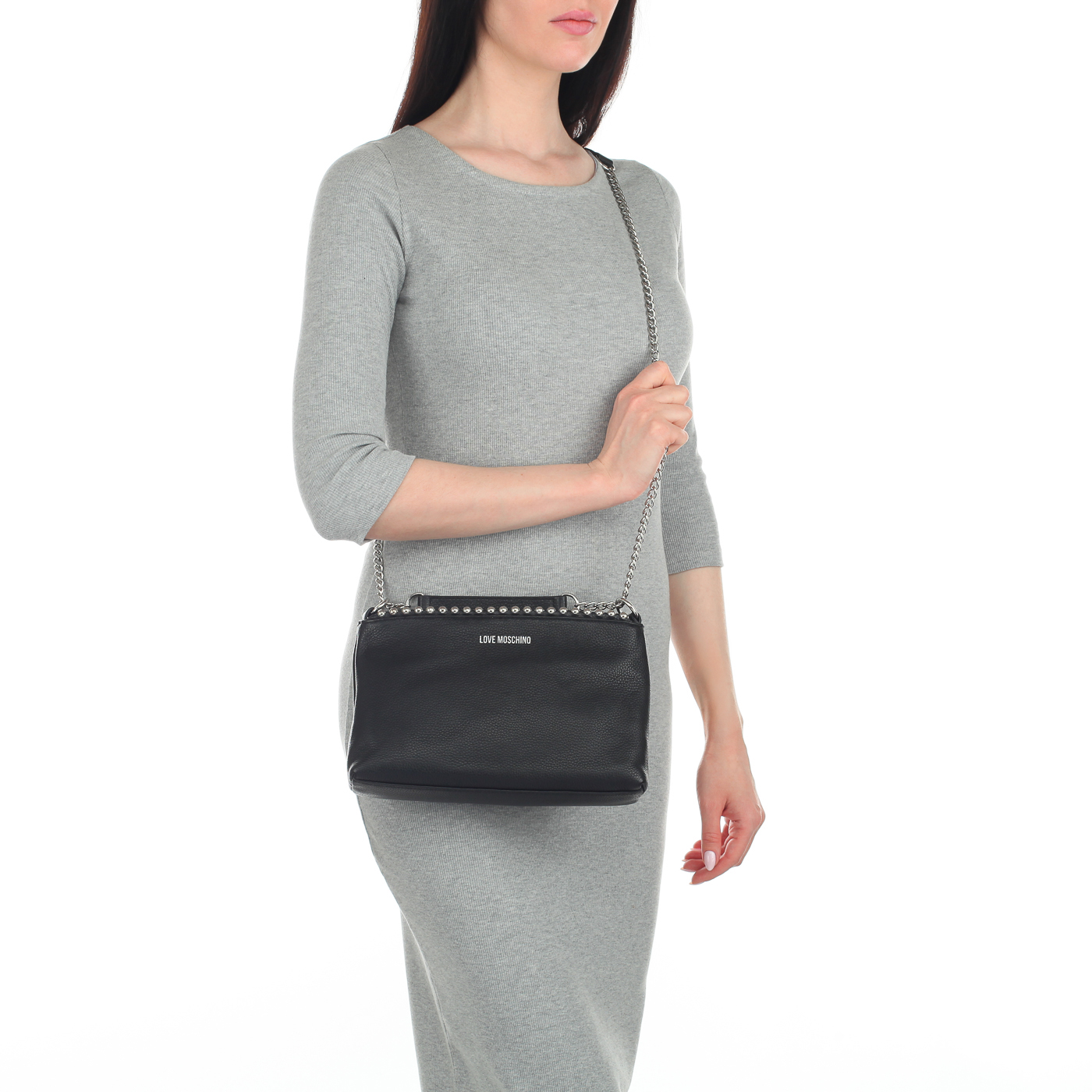 Черная женская сумочка из натуральной кожи Love Moschino Pallina