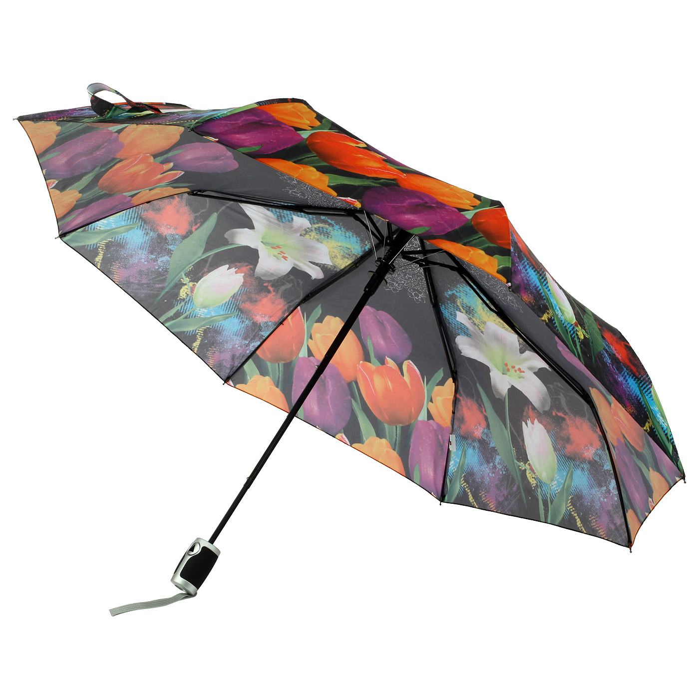 Черный зонт с принтом Raindrops 