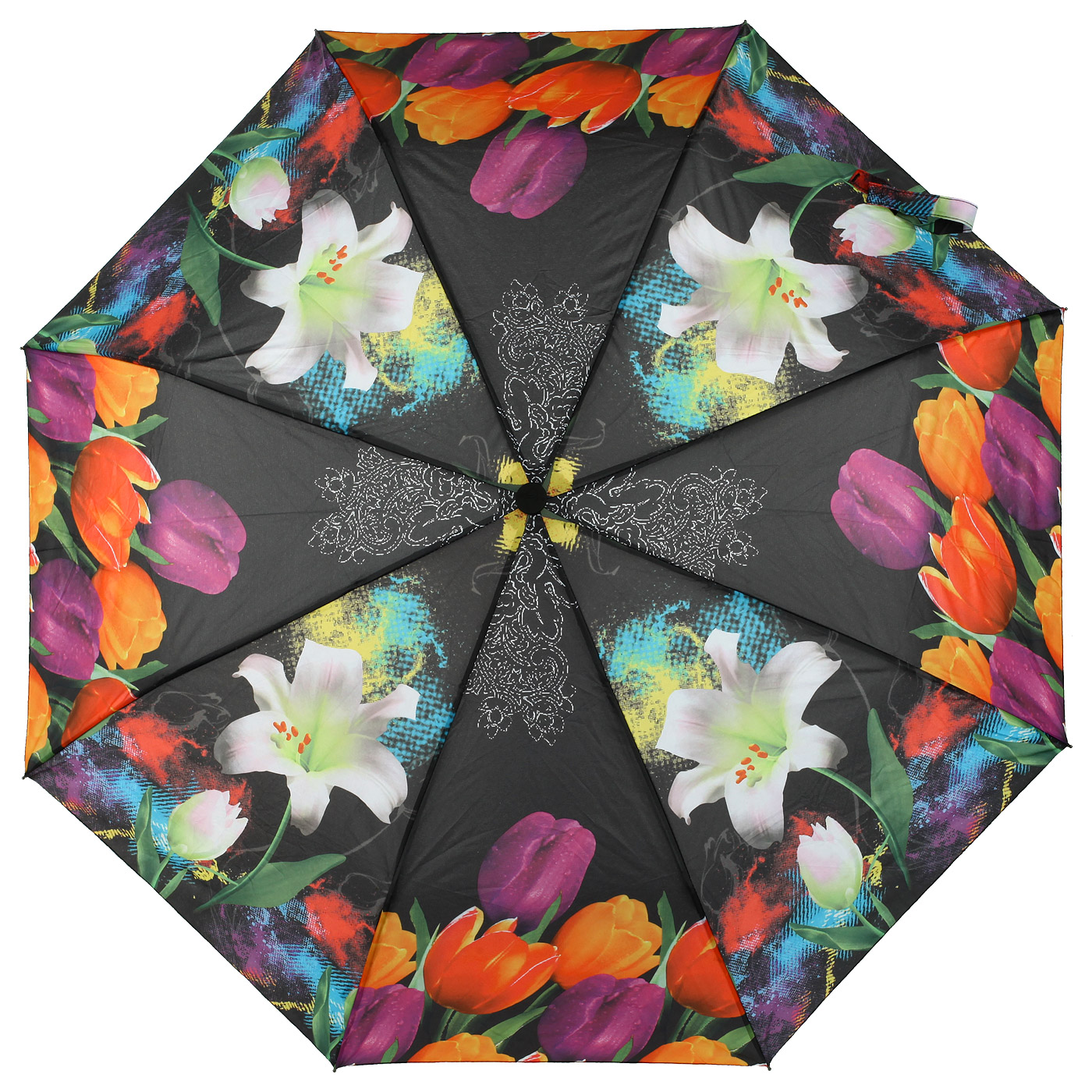 Черный зонт с принтом Raindrops 