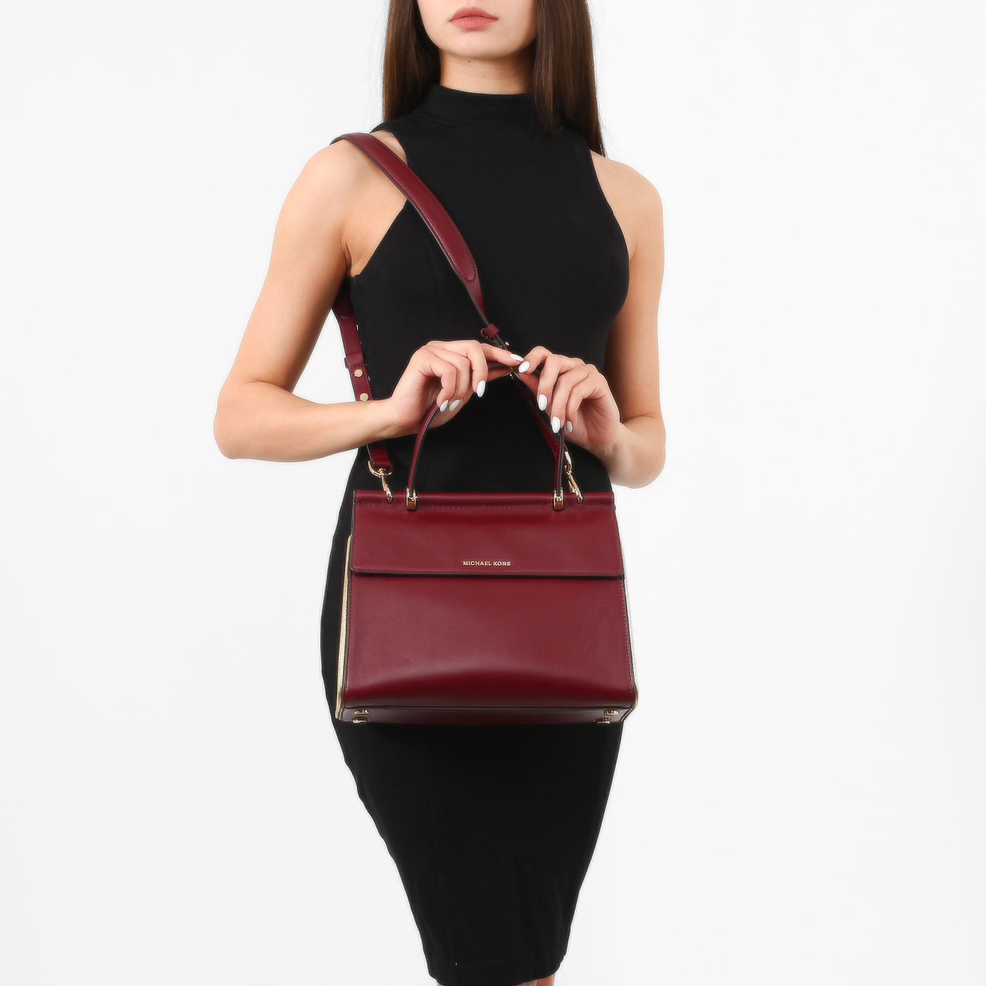 Кожаная сумка с откидным клапаном Michael Kors Jasmine